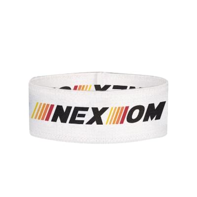 White elastic wristband personalized with a logo.